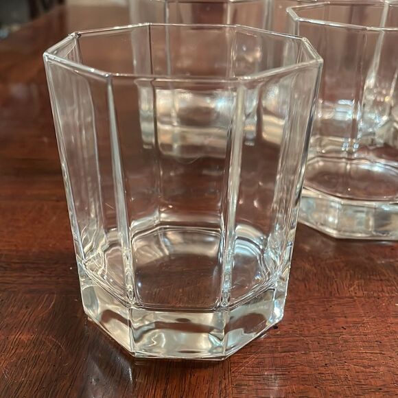 10 oz Luminarc Octime Clear Double Old Fashioned Glass 4" France 6 Octagonal - Picture 3 of 7